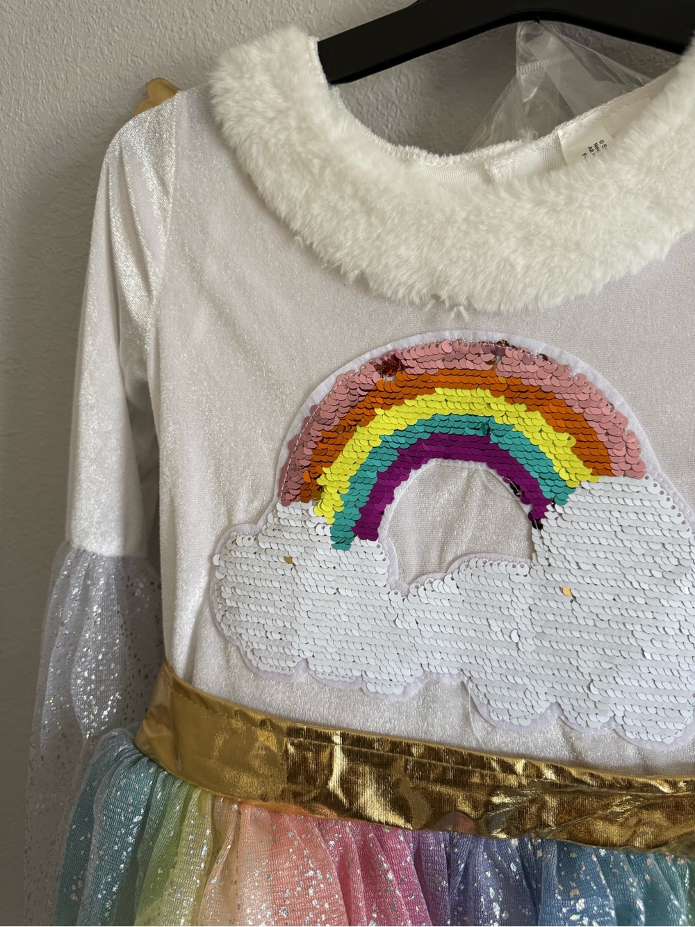 Rainbow Unicorn Sequin Girls Costume Dress - Picture 4 of 8
